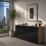 Credenza Melamina 3 Puertas de Cristal SG-11A Credenza Melamina 3 Puertas de Cristal SG-11A