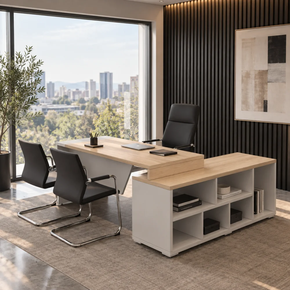Escritorio con Credenza Melamina LM-06 - 1 Escritorio con Credenza Melamina LM-06